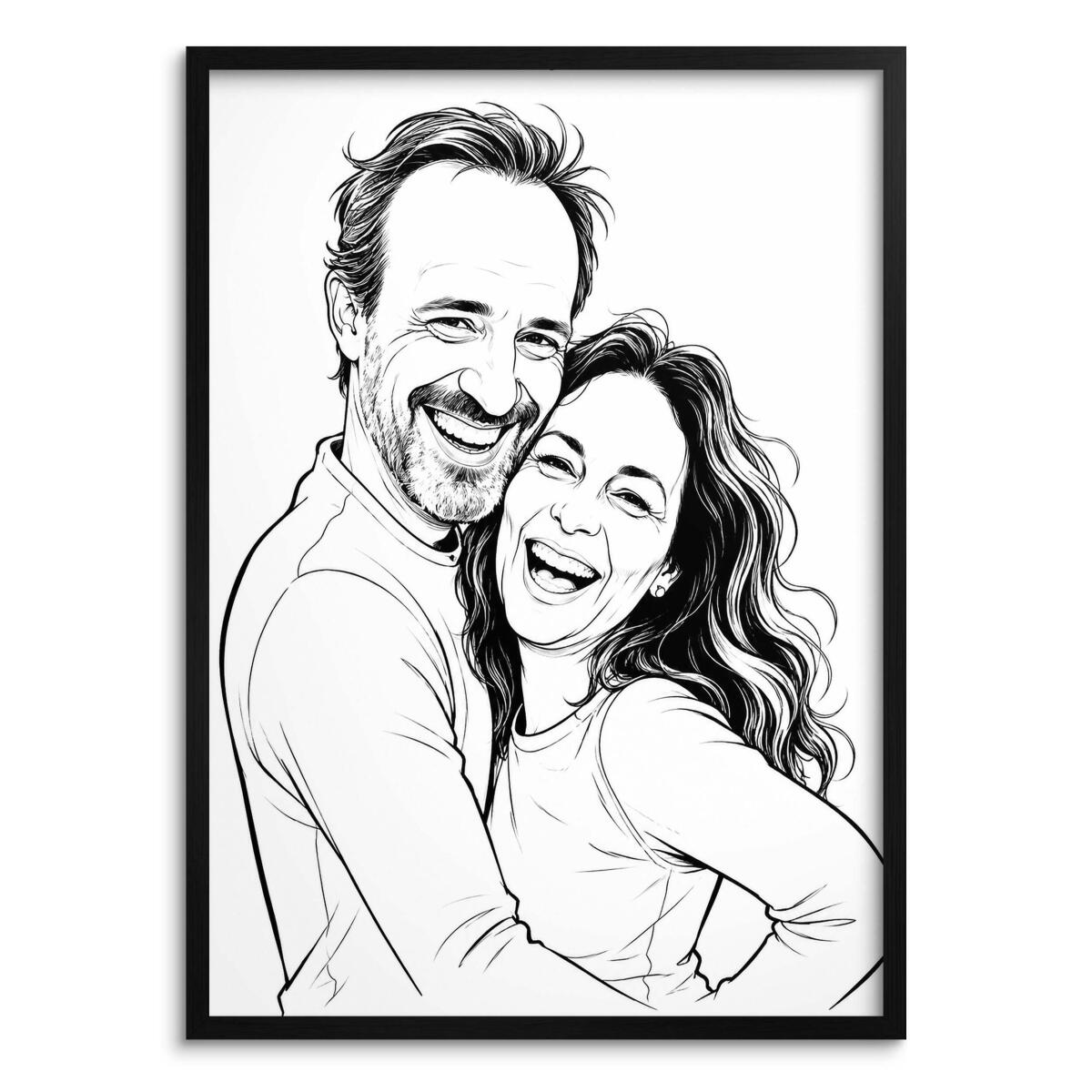 Portret ze zdjęcia Line Art- Plakat do sypialni | Dekoracja ścienna Para 31376