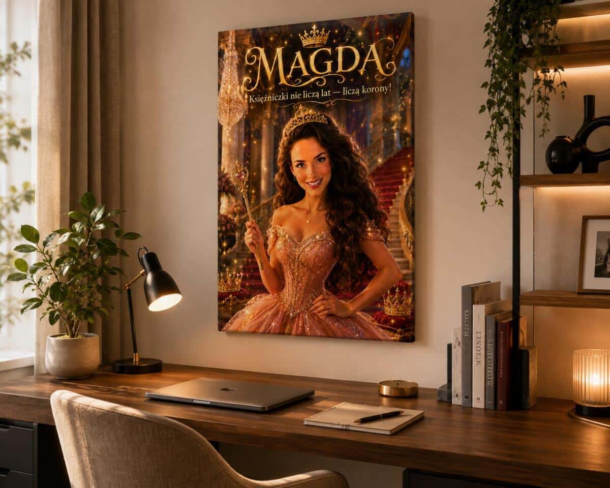 Karykatura z Twojego zdjęcia – Księżniczka glamour, prezent urodzinowy dla niej 83044 - zdjęcie 2