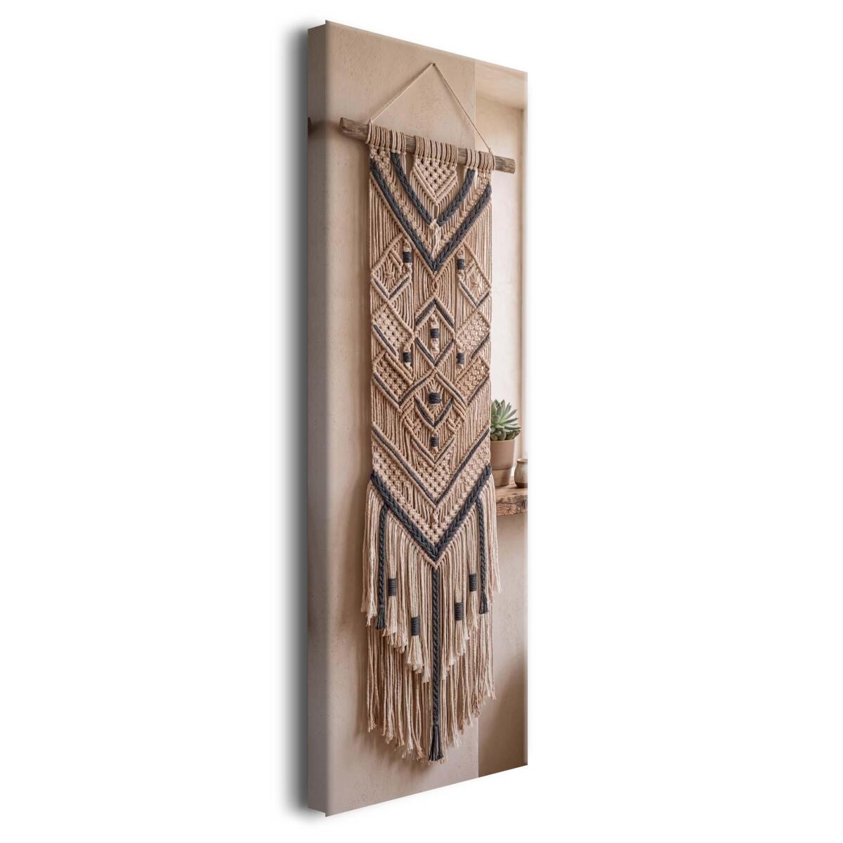 Nowoczesny Obraz na Ścianę- Makrama Tkanina | Ozdoba Boho do Sypialni 31317 - zdjęcie 2