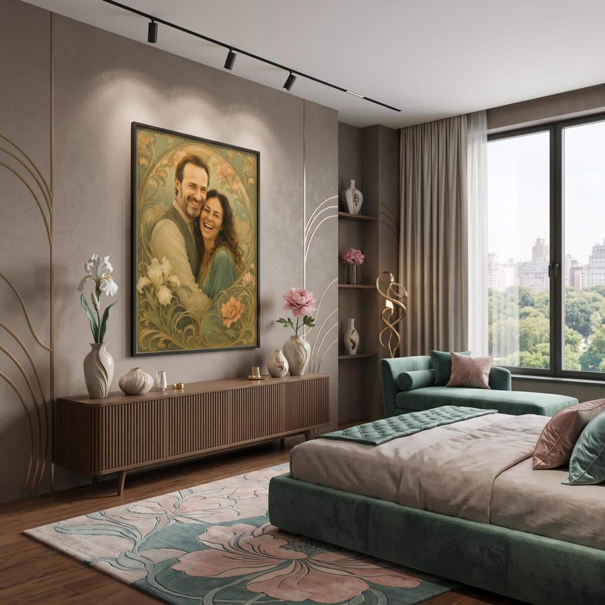 Personalizowany Plakat dla Pary- Vintage Art Nouveau | Wyjątkowy Prezent na Ślub 31381 - zdjęcie 2