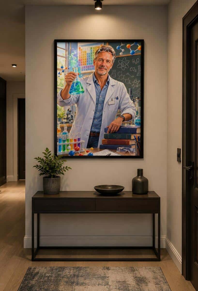Personalizowany plakat dla nauczyciela chemii na Dzień Nauczyciela | Portret ze zdjęcia 31466 - zdjęcie 3