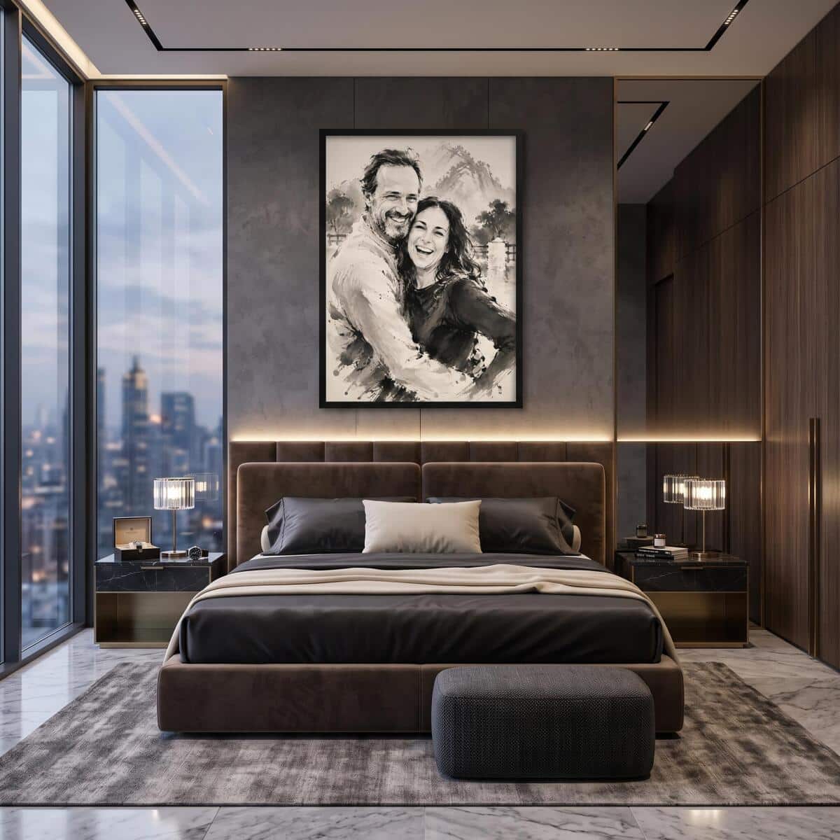 Plakat Personalizowany ze Zdjęcia- Portret Tuszem | Nowoczesny Obraz Para 31392 - zdjęcie 2