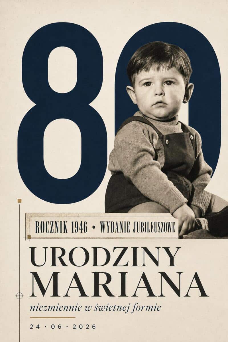 Tablica powitalna na 80 urodziny ze zdjęciem z dzieciństwa- Dekoracja na 80 urodziny 39044 - zdjęcie 5