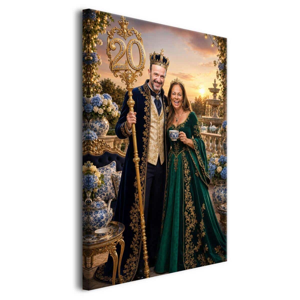Obraz na Płótnie Królewska 20 Rocznica Ślubu | Portret Para Królewska Porcelanowe Gody 31428