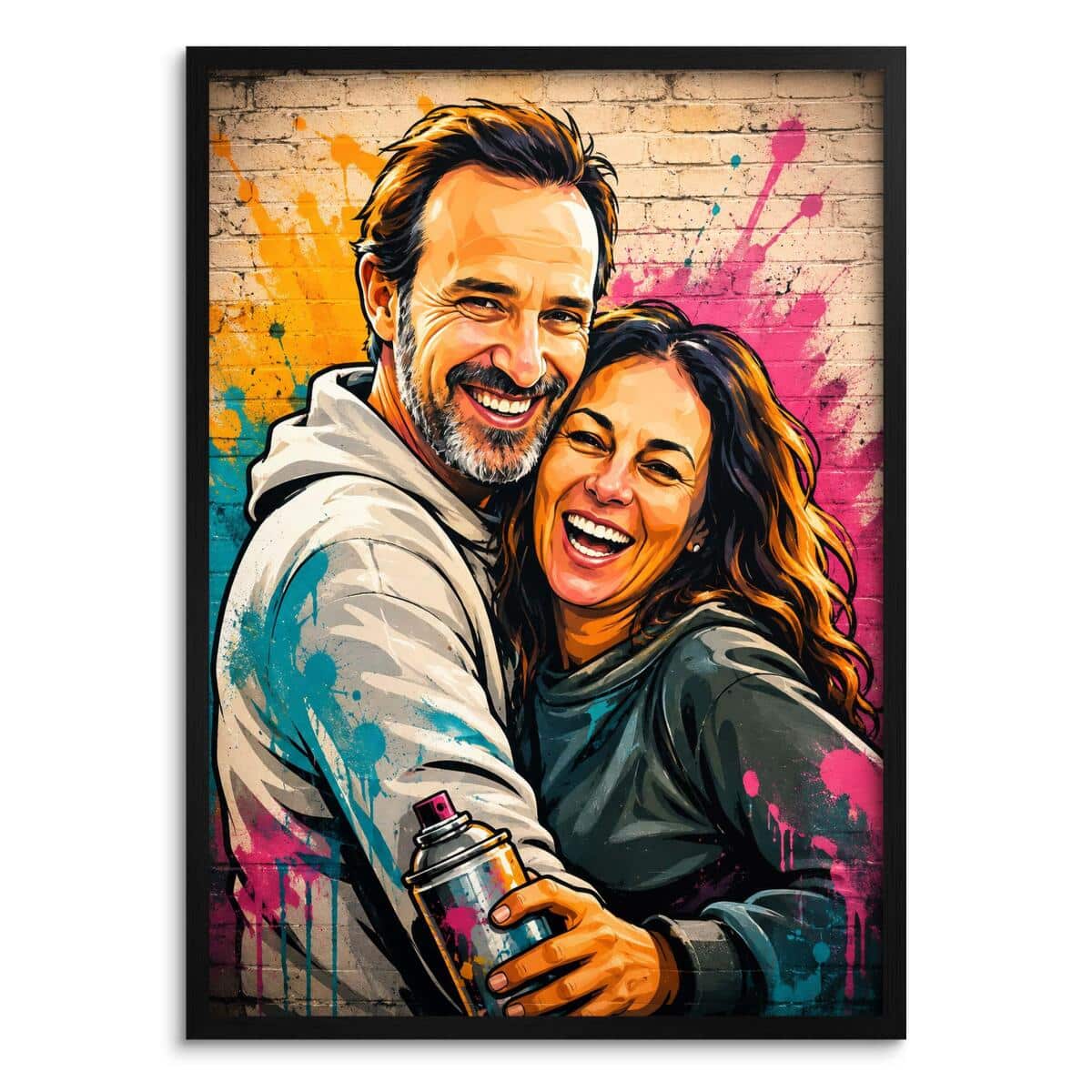 Portret ze Zdjęcia w Stylu Graffiti- Cegła i Spray | Nowoczesny Plakat Loft 31382