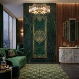 Modern Classic Obraz- Złote Art Deco na Zieleni | Prezent do Domu 31263 - miniaturka 5