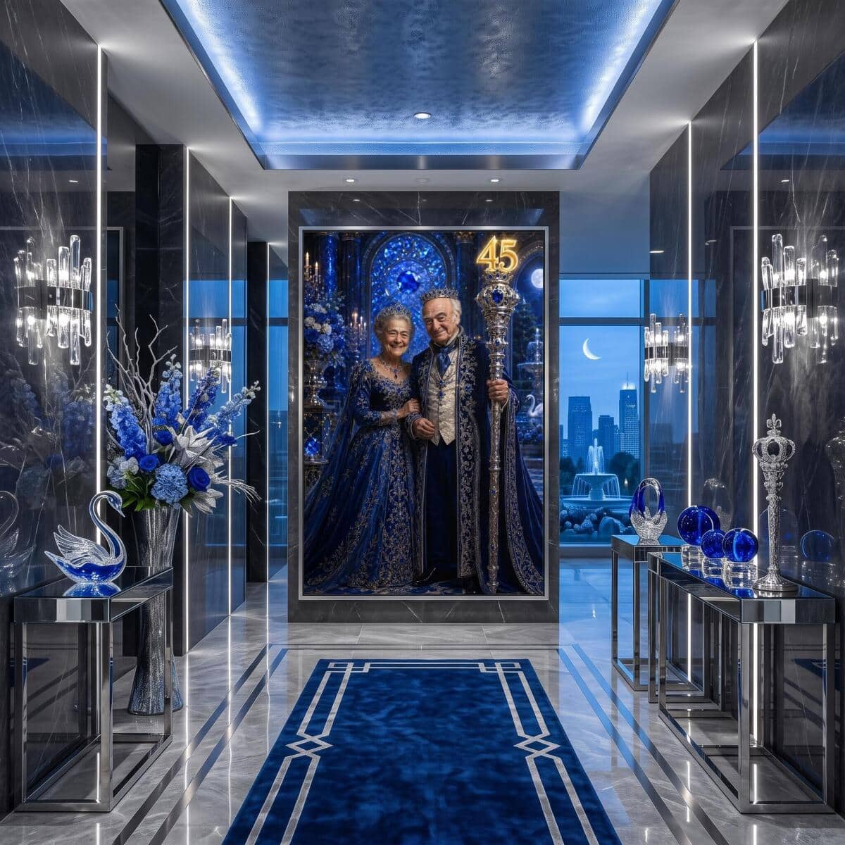 Obraz na Płótnie Królewska Para 45 Rocznica Ślubu | Portret Szafirowe Gody Glamour 31433 - zdjęcie 3