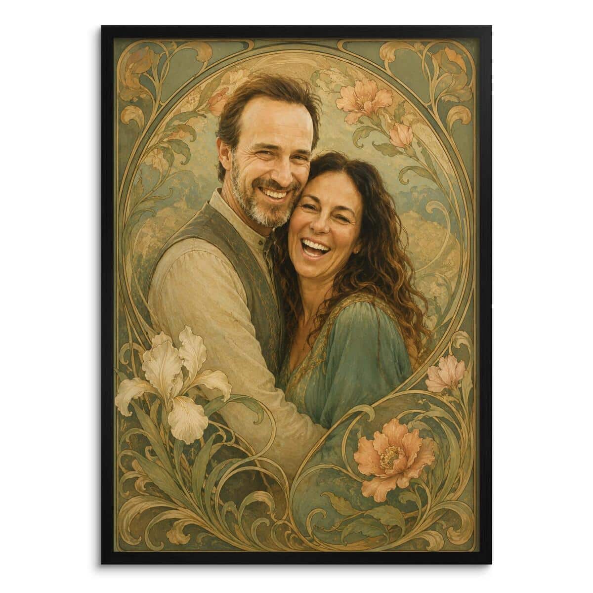 Personalizowany Plakat dla Pary- Vintage Art Nouveau | Wyjątkowy Prezent na Ślub 31381