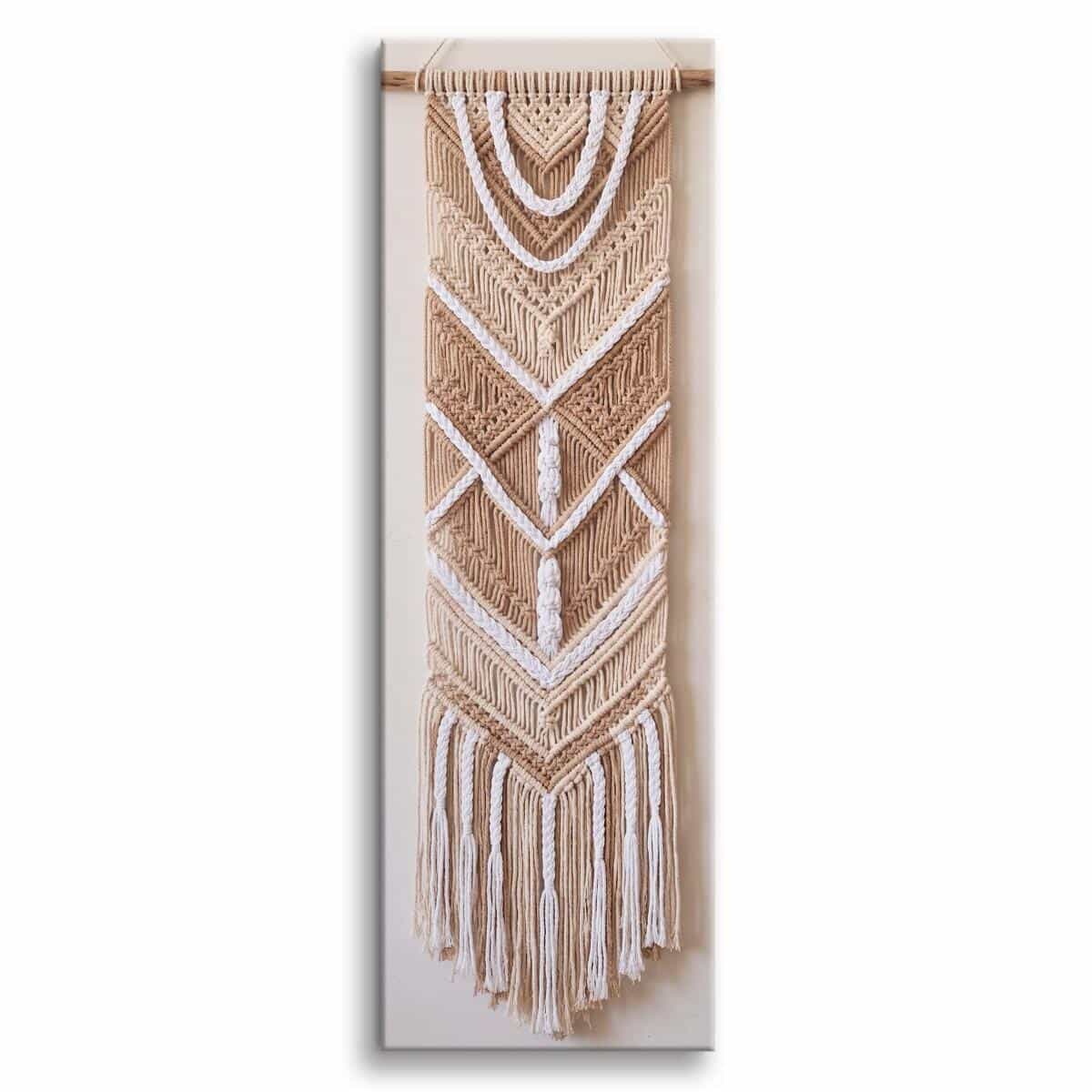 Obraz Boho na Ścianę- Pleciona Makrama | Beżowa Dekoracja do Salonu 31313