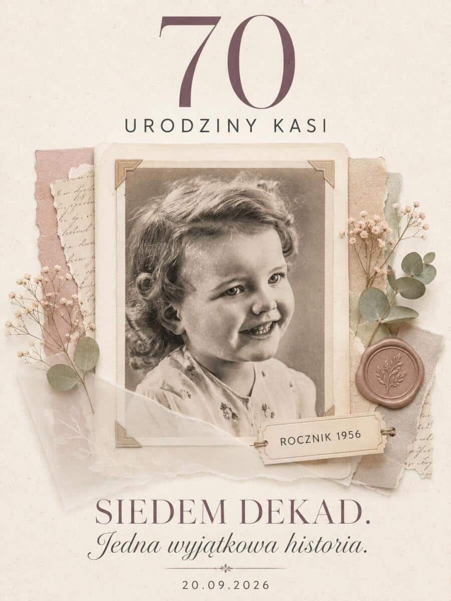 Tablica powitalna na 70 urodziny ze zdjęciem z dzieciństwa | Plakat urodzinowy dla Kobiety na siedemdziesiątkę 39041 - zdjęcie 4