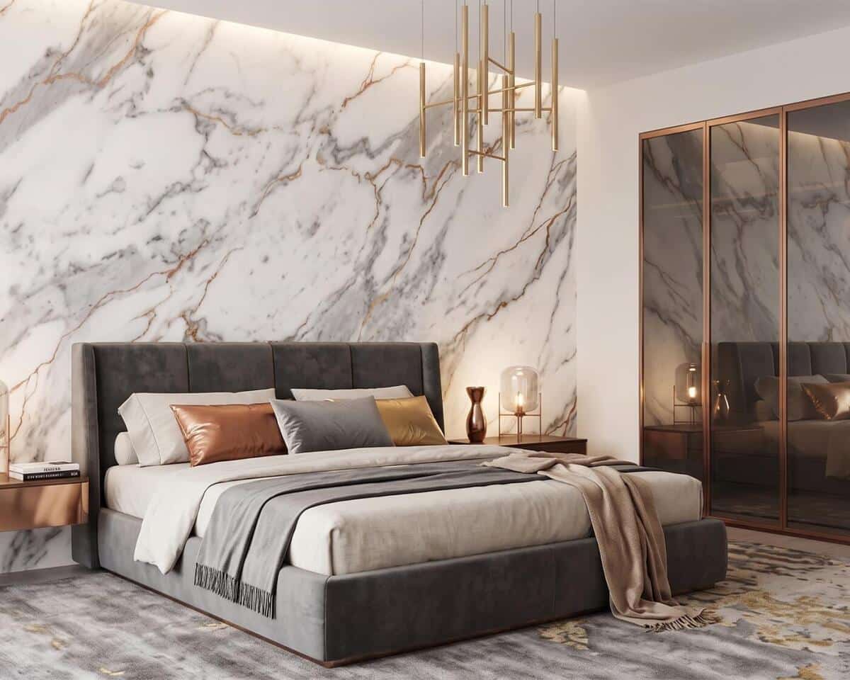 Fototapeta Biały Marmur ze Złotem | Elegancka dekoracja glamour 31251