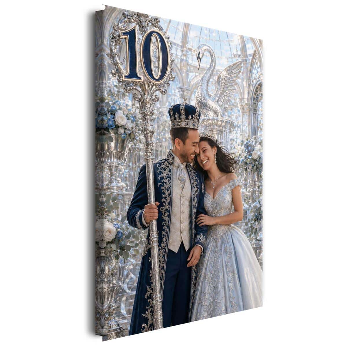Obraz na Płótnie Królewska Para 10 Rocznica Ślubu | Elegancki Portret Glamour Cynowe Gody 31426