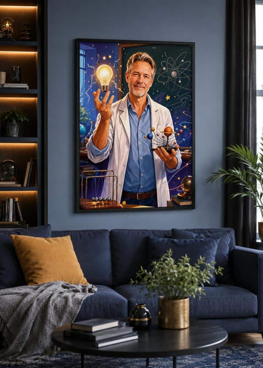 Personalizowany plakat dla nauczyciela fizyki na Dzień Nauczyciela | Portret ze zdjęcia 31467 - zdjęcie 3