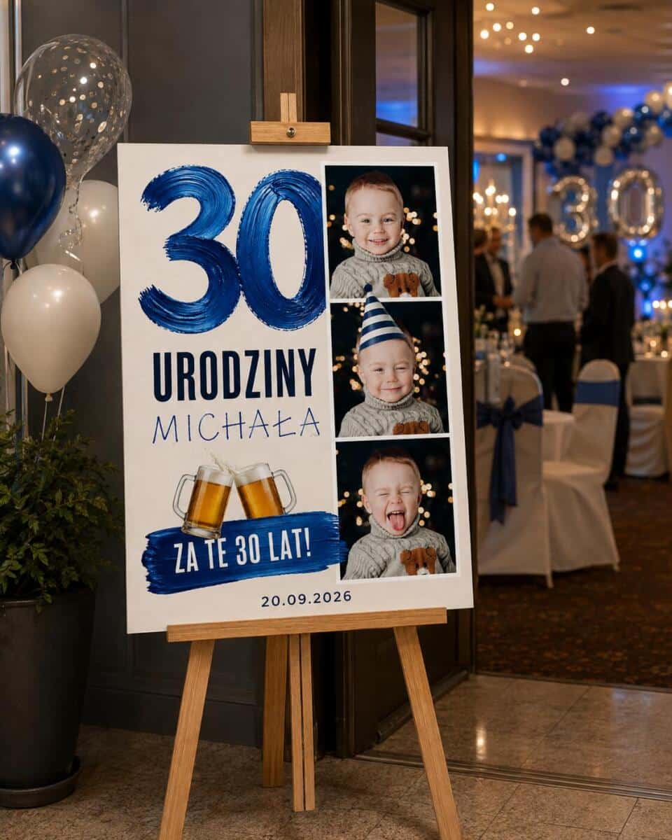 Tablica na 30 urodziny ze zdjęciem z dzieciństwa | Plakat na trzydziestkę dla mężczyzny 39034 - zdjęcie 3