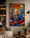 Śmieszny Plakat na 60. Urodziny ze Zdjęcia Komiksowa Karykatura Superbohatera |Prezent na Sześćdziesiątkę 83080 - miniaturka 4