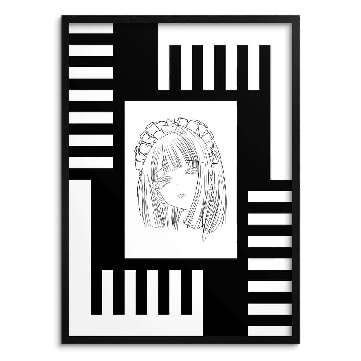 Plakat do Pokoju Młodzieżowego Anime | Czarno-Biały Plakat Manga 31407