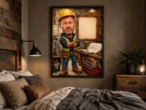 Humorystyczny Plakat ze Zdjęcia – Karykatura Budowlańca | Prezent z Własnym Tekstem 31499 - miniaturka 3