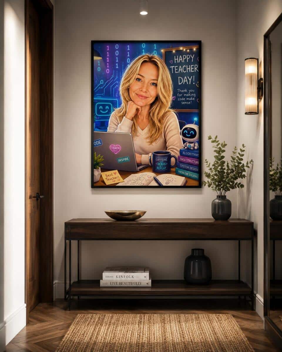 Personalizowany plakat dla nauczyciela informatyki na Dzień Nauczyciela | Portret ze zdjęcia 31470 - zdjęcie 7