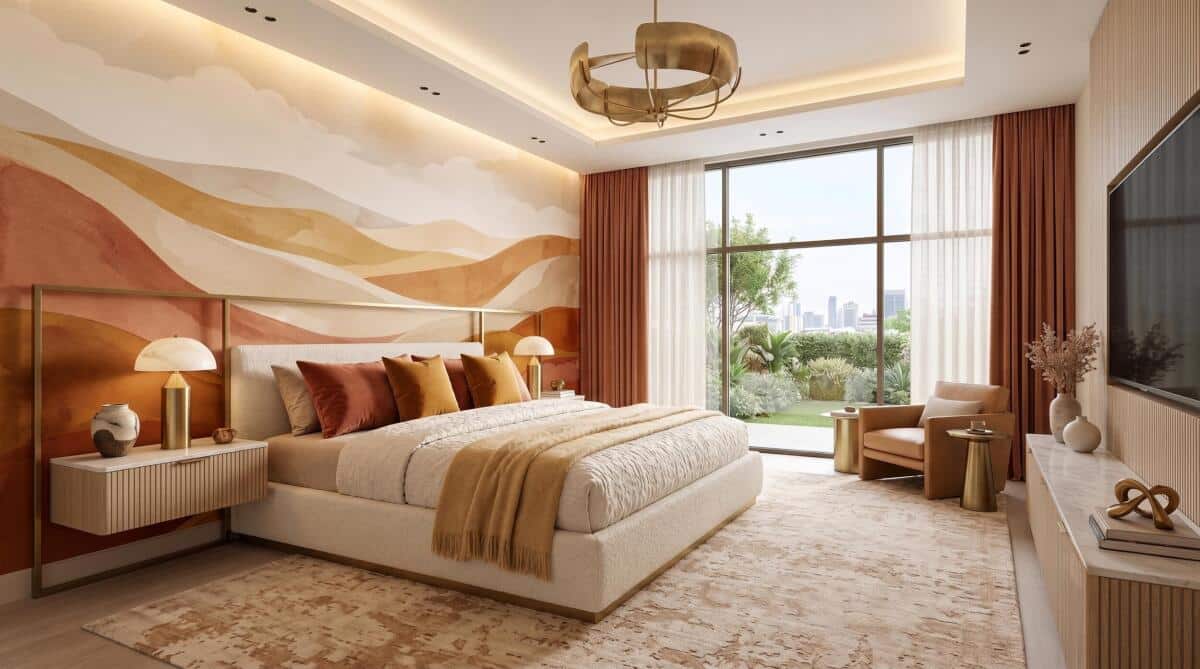 Elegancka Fototapeta na Ścianę- Góry Akwarela | Tapeta Warm Minimalist 31234 - zdjęcie 2