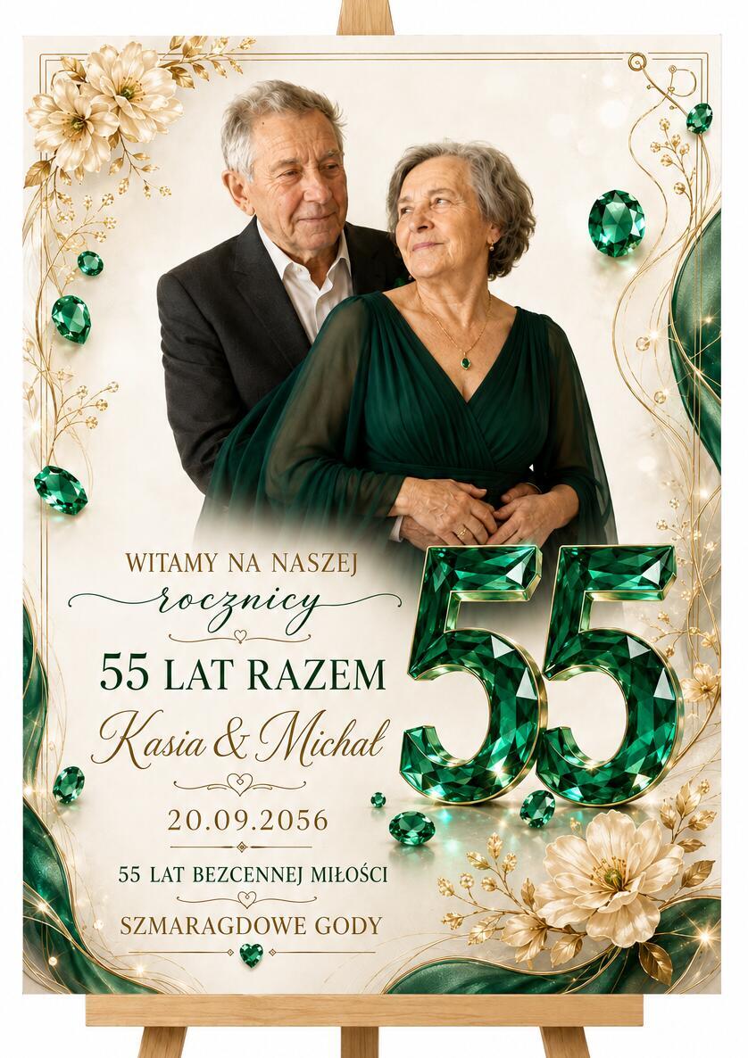 Tablica Powitalna na 55. Rocznicę Ślubu – Szmaragdowe Gody 39012