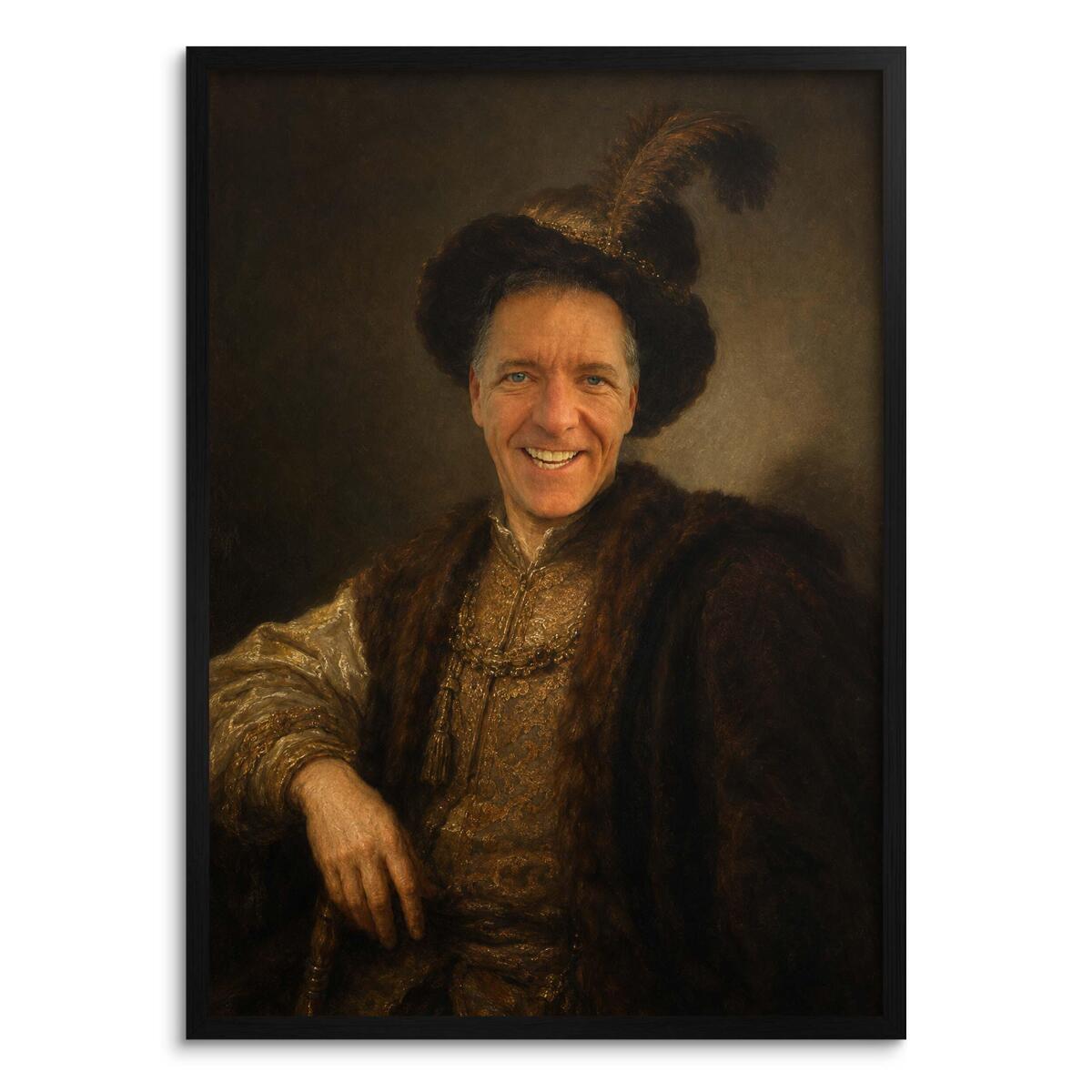 Portret Królewski ze Zdjęcia- Styl Rembrandt | Plakat Szlachecki na Ścianę 31394