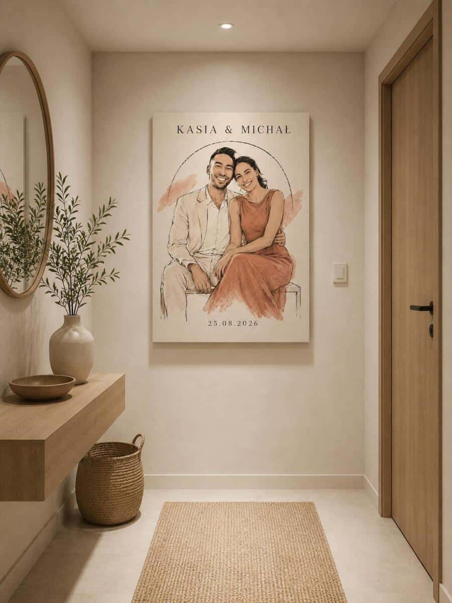 Portret Line Art ze zdjęcia | Personalizowany Prezent na ślub dla Nowożeńców 39030 - zdjęcie 2