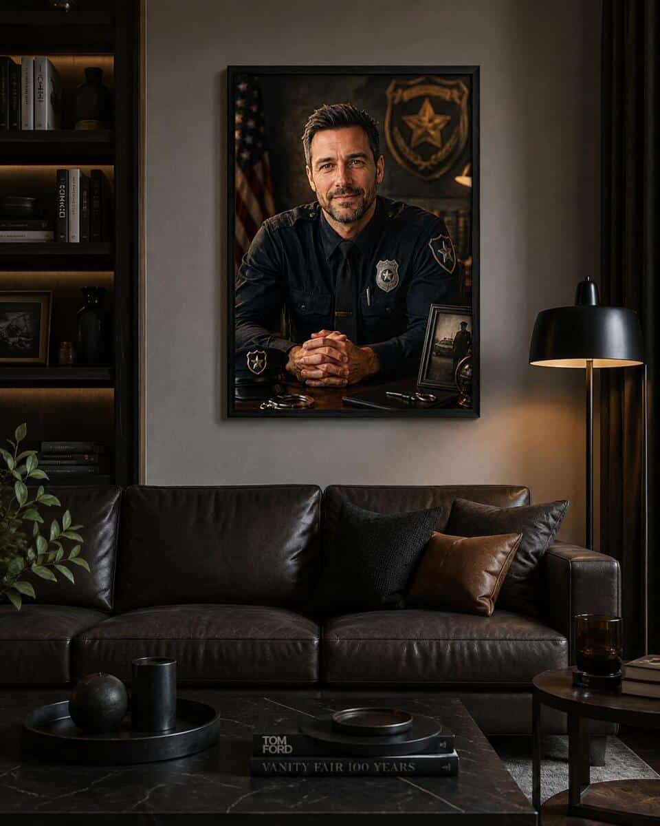 Elegancki Plakat ze Zdjęcia – Reprezentacyjny Portret Policjanta | Prezent na Jubileusz lub Awans 31509 - zdjęcie 3