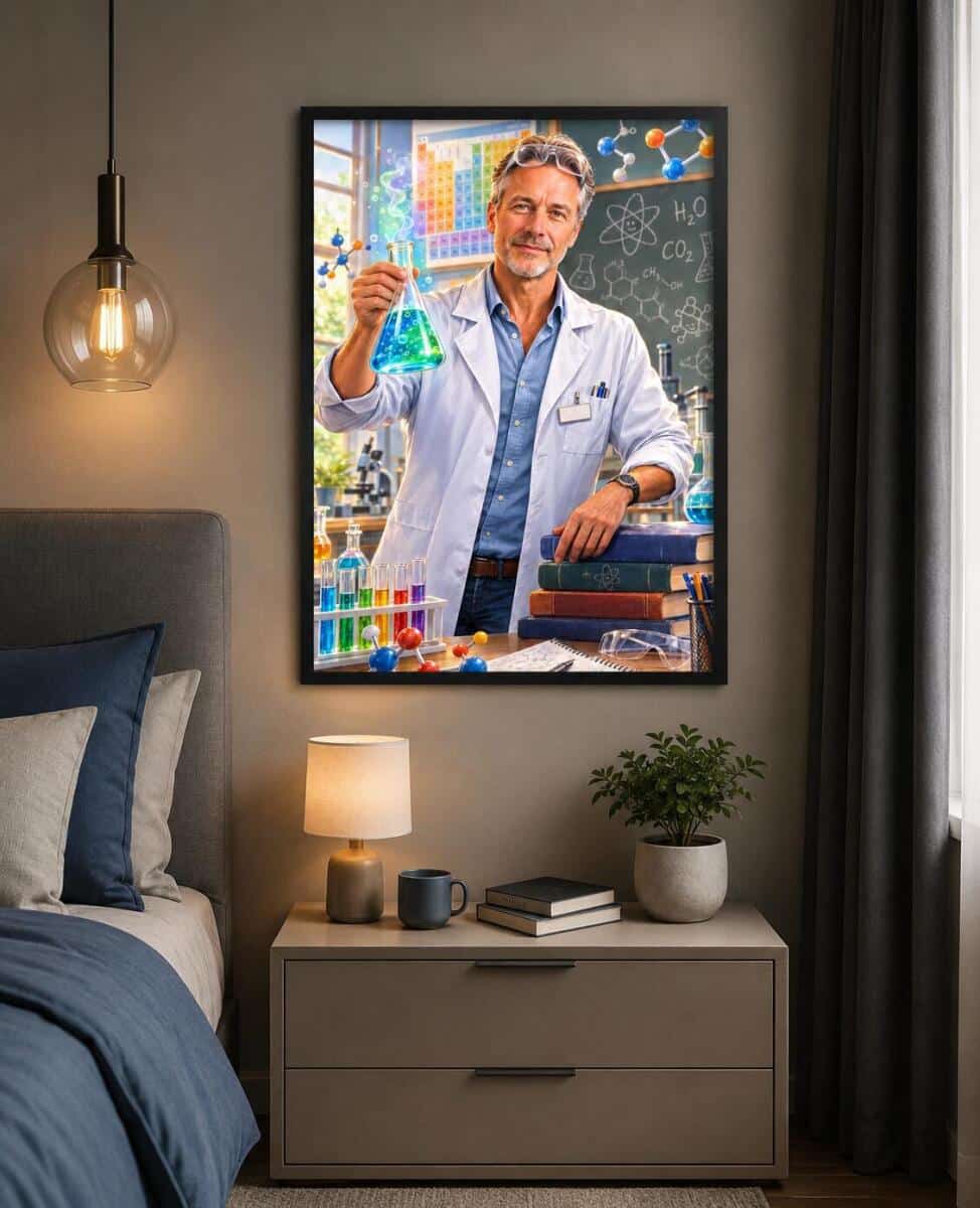 Personalizowany plakat dla nauczyciela chemii na Dzień Nauczyciela | Portret ze zdjęcia 31466 - zdjęcie 4