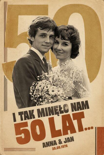 Tablica Powitalna na 50. Rocznicę Ślubu ze Starej Fotografii Ślubnej | Złote Gody w stylu Retro 39014 - zdjęcie 5