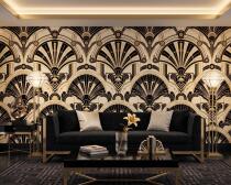 Luksusowa Fototapeta Glamour- Złote Łuki Art Deco | Tapeta do Biura 31246 - miniaturka 1