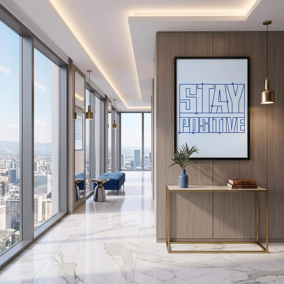 Plakat Motywacyjny STAY POSITIVE | Nowoczesny Obraz Typograficzny do Biura 31402 - zdjęcie 4