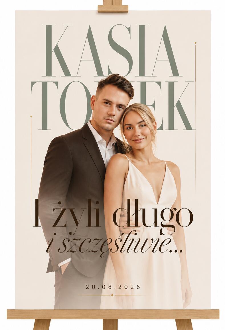 Personalizowana Tablica Powitalna na Ślub ze zdjęciem, imionami i datą 39018