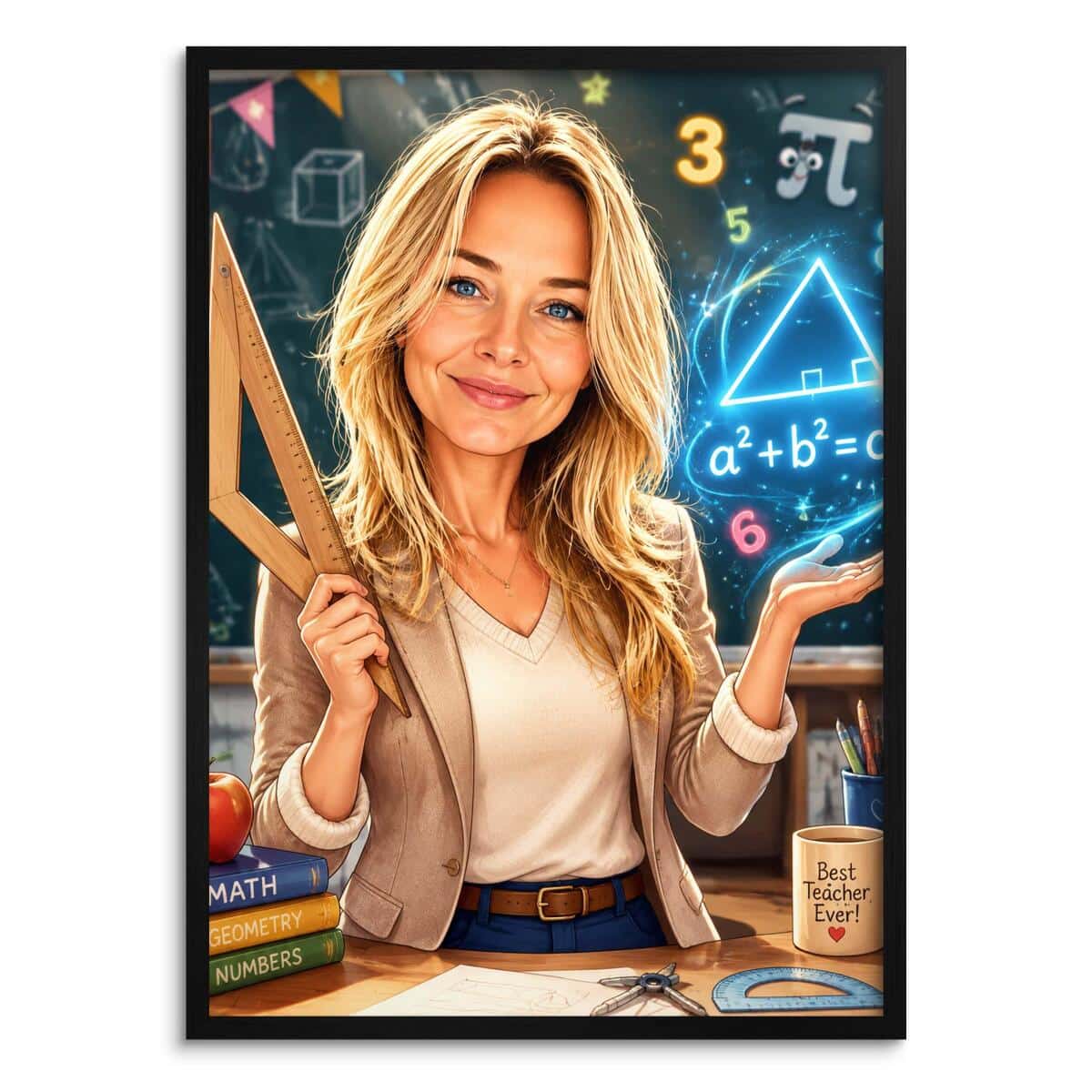 Personalizowany plakat dla nauczyciela matematyki na Dzień Nauczyciela | Portret ze zdjęcia 31476
