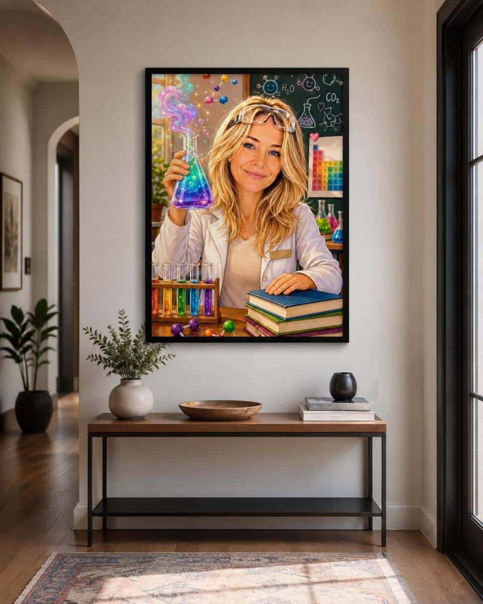 Personalizowany plakat dla nauczyciela chemii na Dzień Nauczyciela | Portret ze zdjęcia 31466 - zdjęcie 7