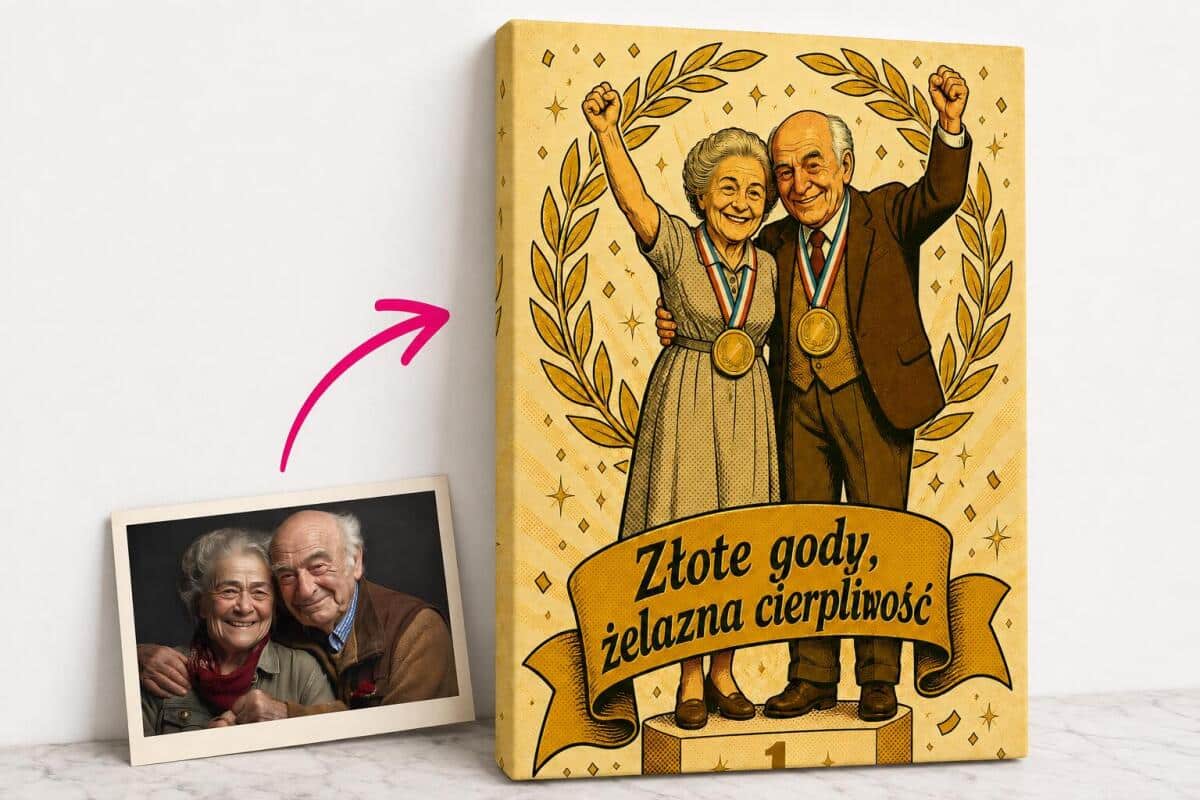 Prezent na 50 rocznicę ślubu (Złote Gody) z Twojego zdjęcia – Pop-art retro 83020 - zdjęcie 2