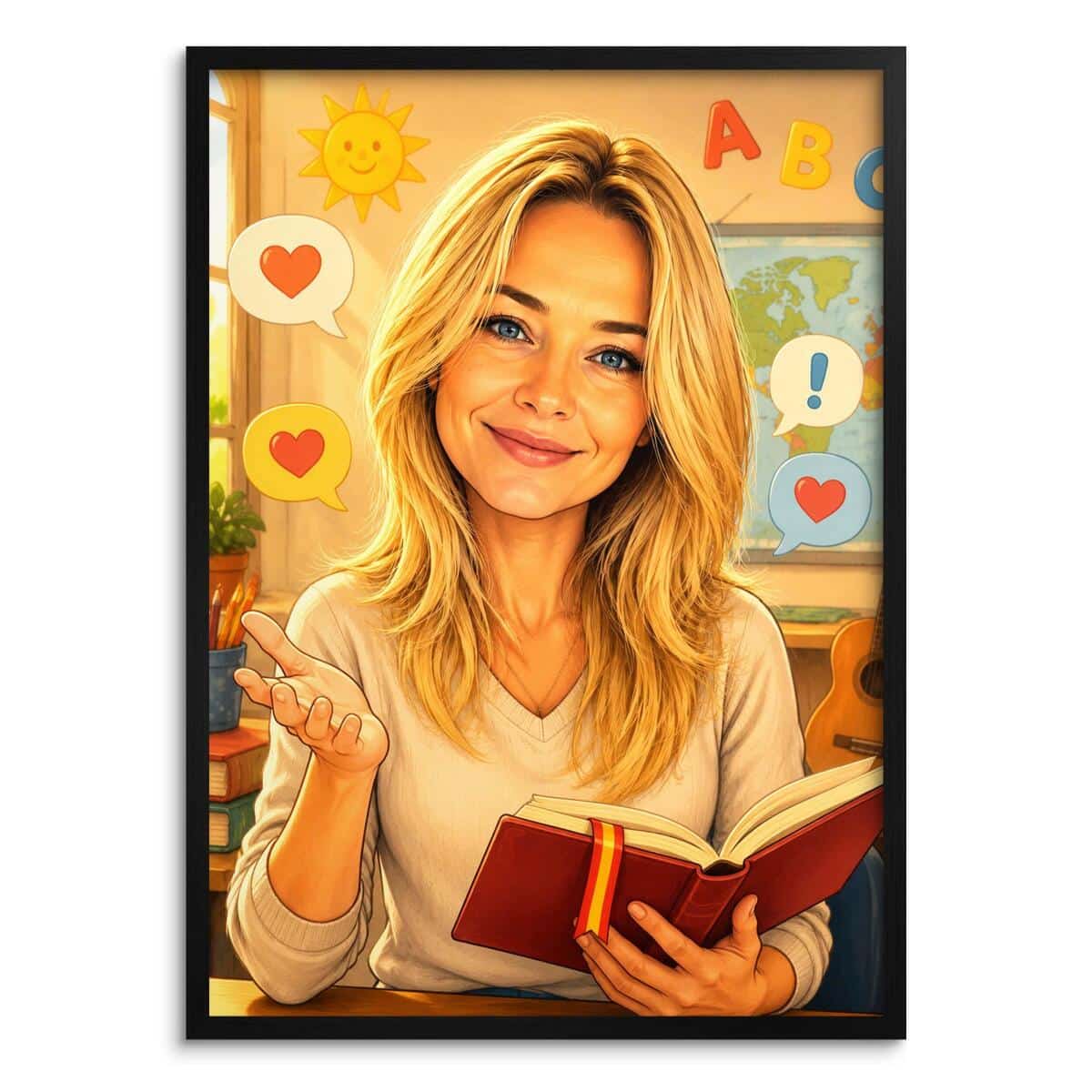 Personalizowany plakat dla nauczyciela języka hiszpańskiego na Dzień Nauczyciela | Portret ze zdjęcia 31473 - zdjęcie 2