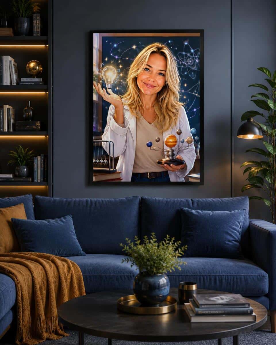 Personalizowany plakat dla nauczyciela fizyki na Dzień Nauczyciela | Portret ze zdjęcia 31467 - zdjęcie 6