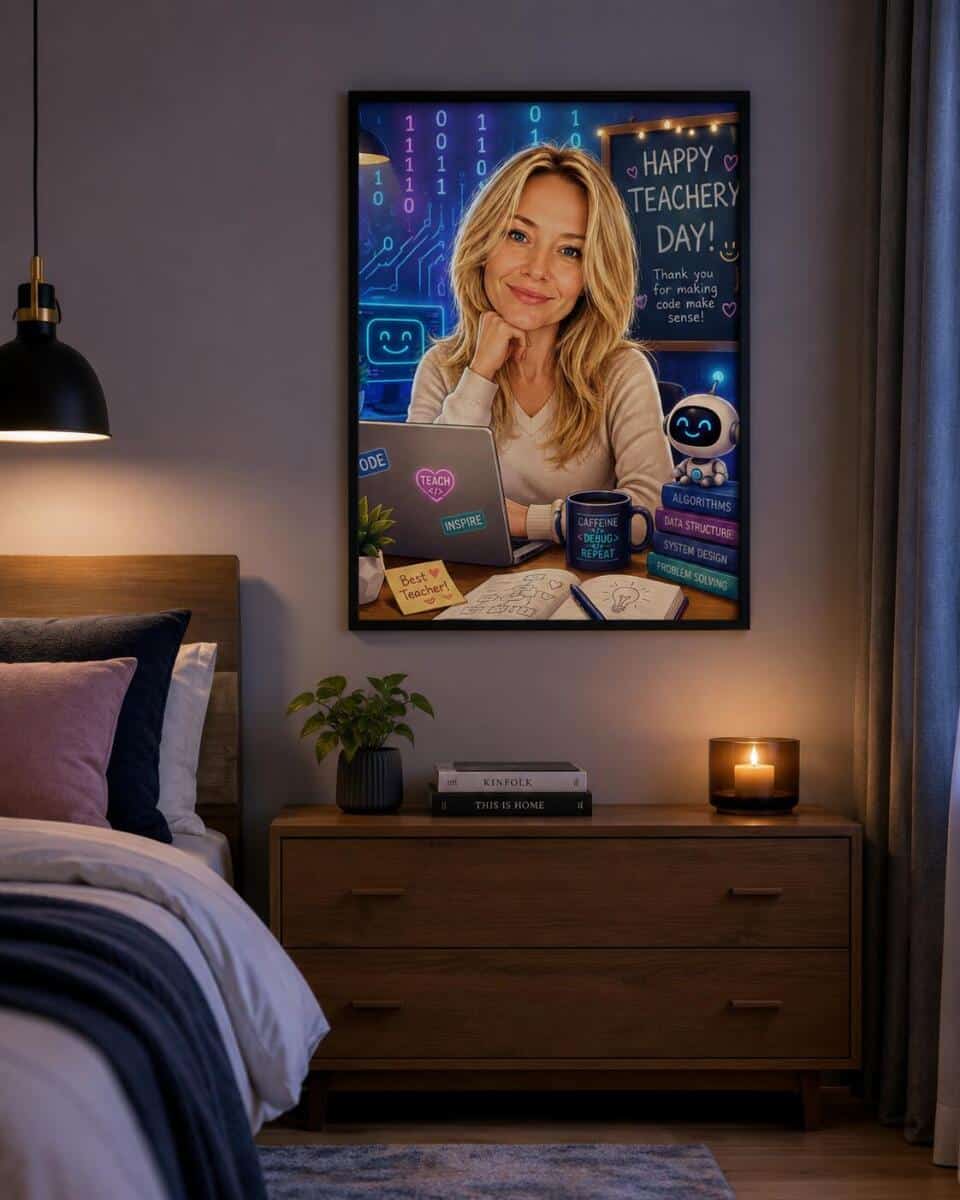 Personalizowany plakat dla nauczyciela informatyki na Dzień Nauczyciela | Portret ze zdjęcia 31470 - zdjęcie 8