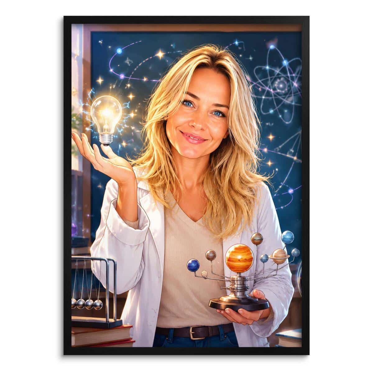 Personalizowany plakat dla nauczyciela fizyki na Dzień Nauczyciela | Portret ze zdjęcia 31467 - zdjęcie 2
