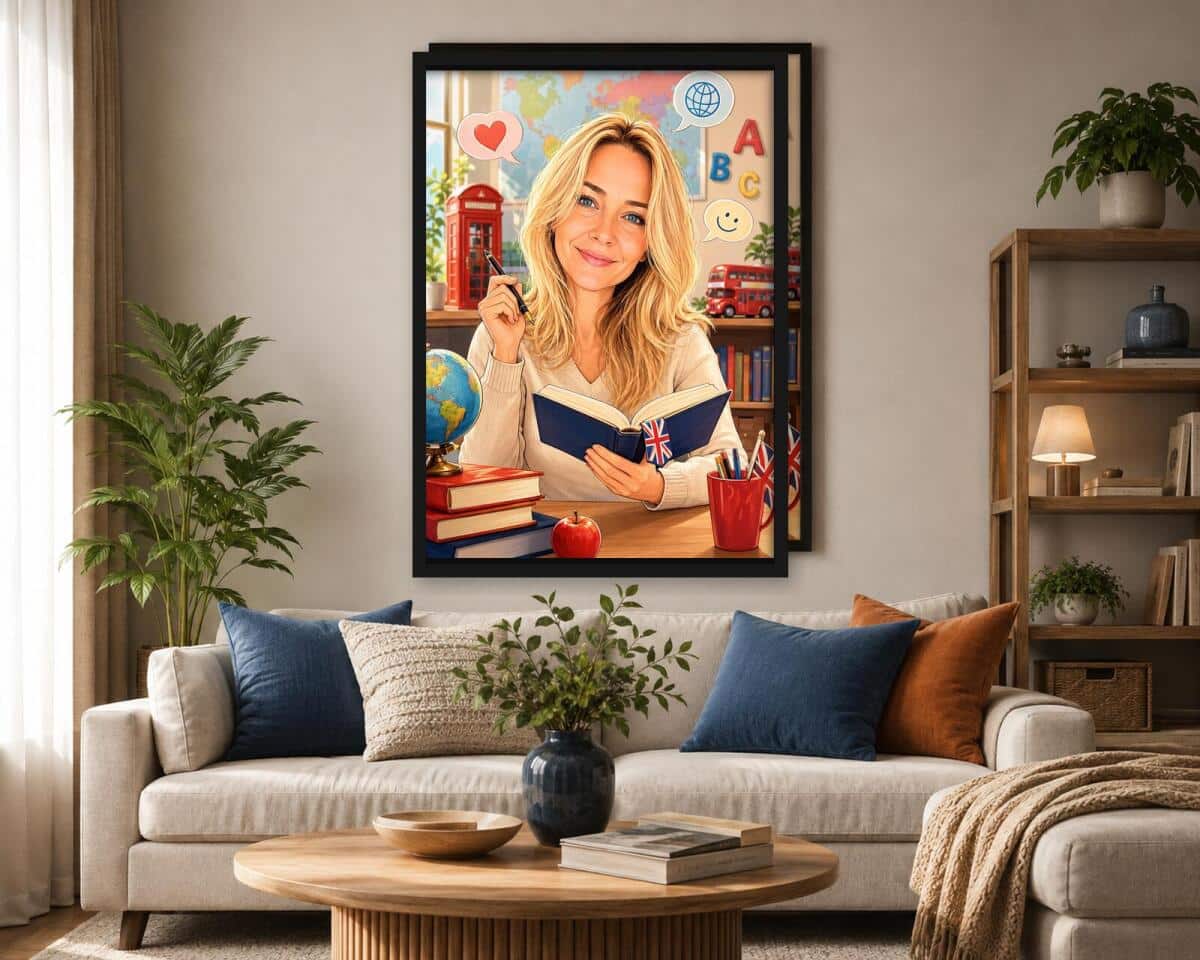 Personalizowany plakat dla nauczyciela języka angielskiego na Dzień Nauczyciela | Portret ze zdjęcia 31471 - zdjęcie 7