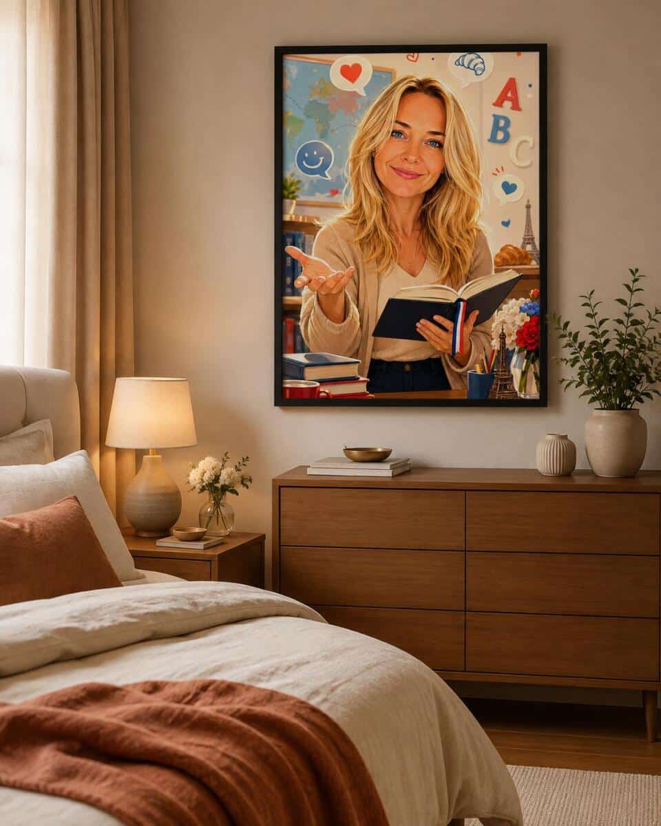 Personalizowany plakat dla nauczyciela języka francuskiego na Dzień Nauczyciela | Portret ze zdjęcia 31472 - zdjęcie 4