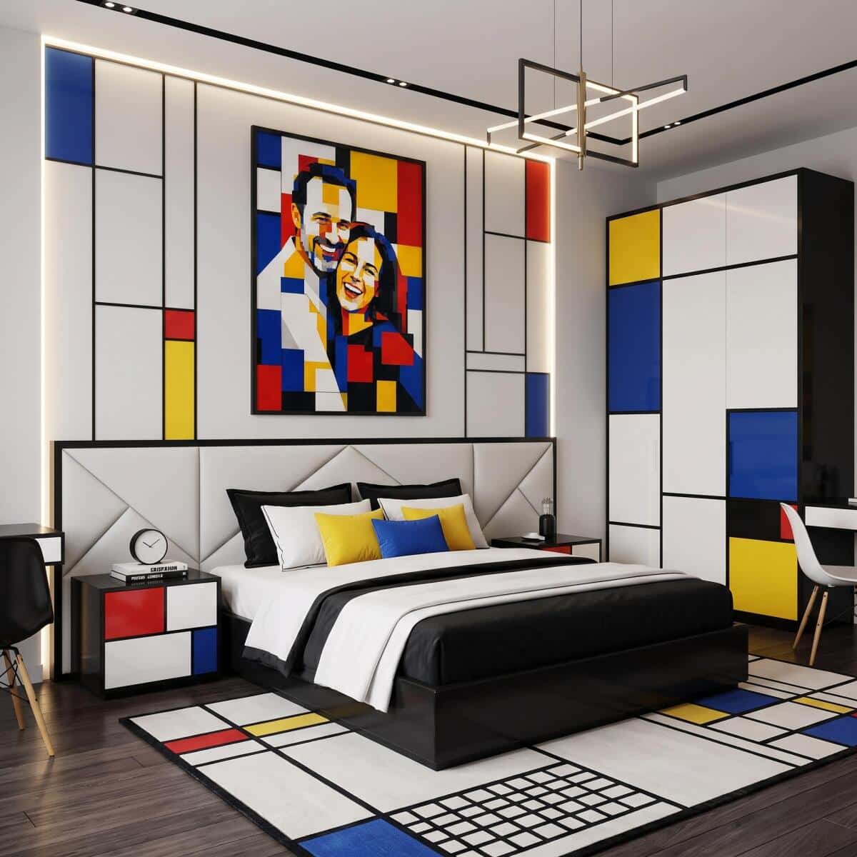 Plakat Personalizowany ze Zdjęcia- Styl De Stijl Mondrian | Portret Pary 31387 - zdjęcie 2