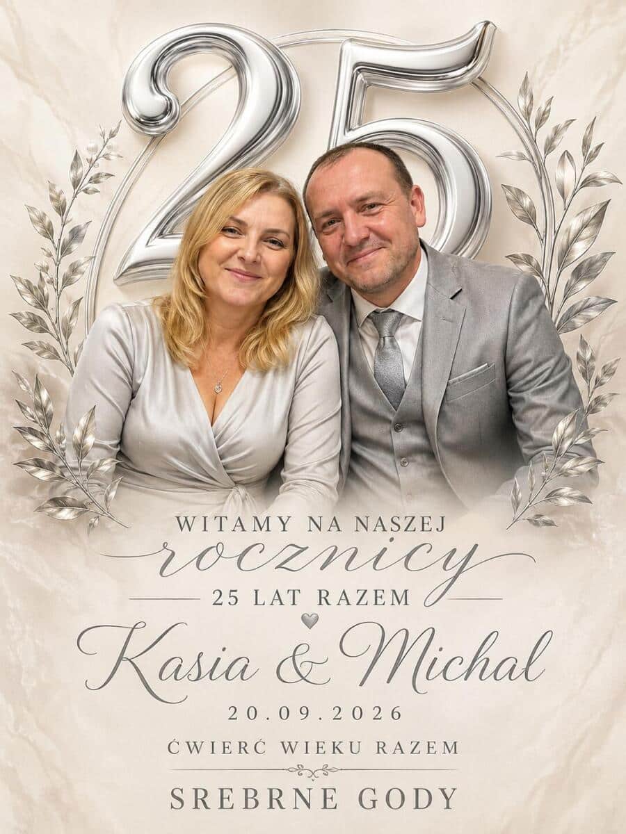 Tablica Powitalna na 25. Rocznicę Ślubu ze Zdjęciem | Srebrne Gody 39006 - zdjęcie 5