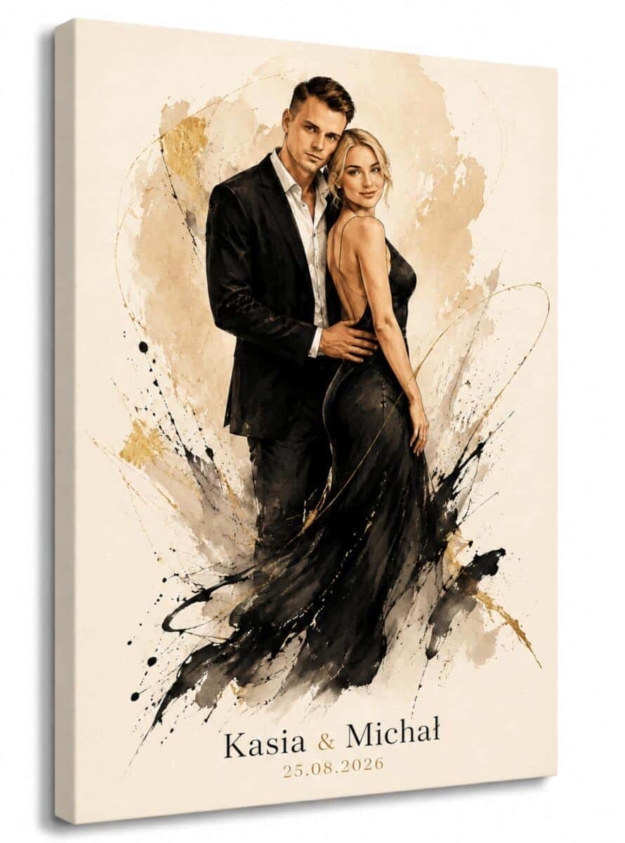 Portret Młodej Pary w stylu Glamour | Prezent Ślubny- Obraz ze zdjęcia 39031