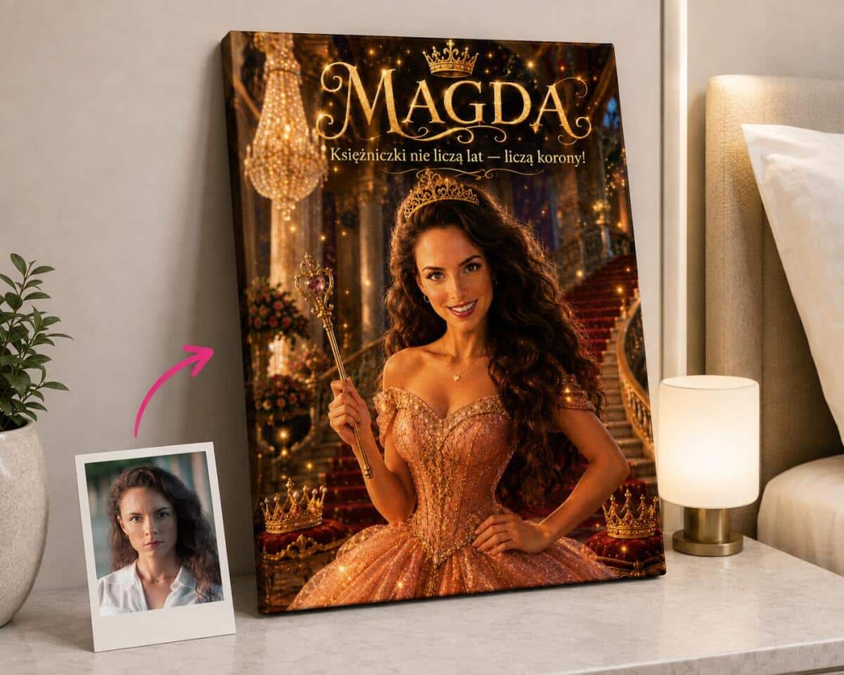 Karykatura z Twojego zdjęcia – Księżniczka glamour, prezent urodzinowy dla niej 83044 - zdjęcie 3