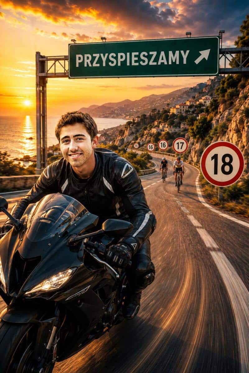 Portret z Twojego zdjęcia na 18 urodziny – Zabawny obraz motocyklisty | Prezent na osiemnastkę 83055 - zdjęcie 3