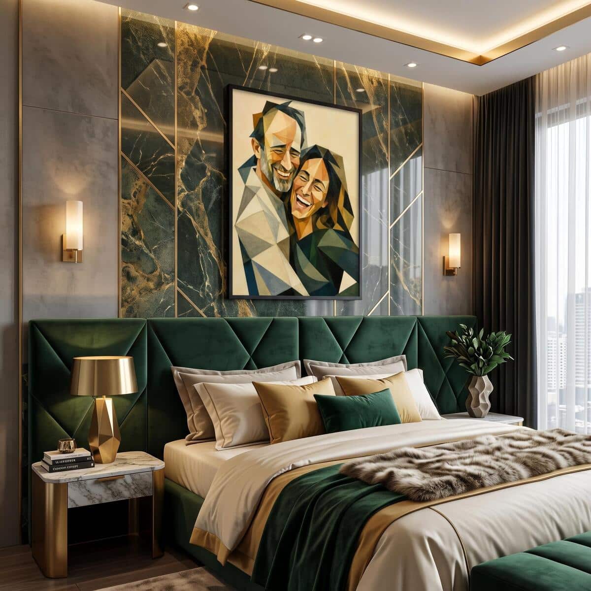 Plakat Personalizowany ze Zdjęcia Portret Pary | Geometryczny Obraz Kubizm 31378 - zdjęcie 3