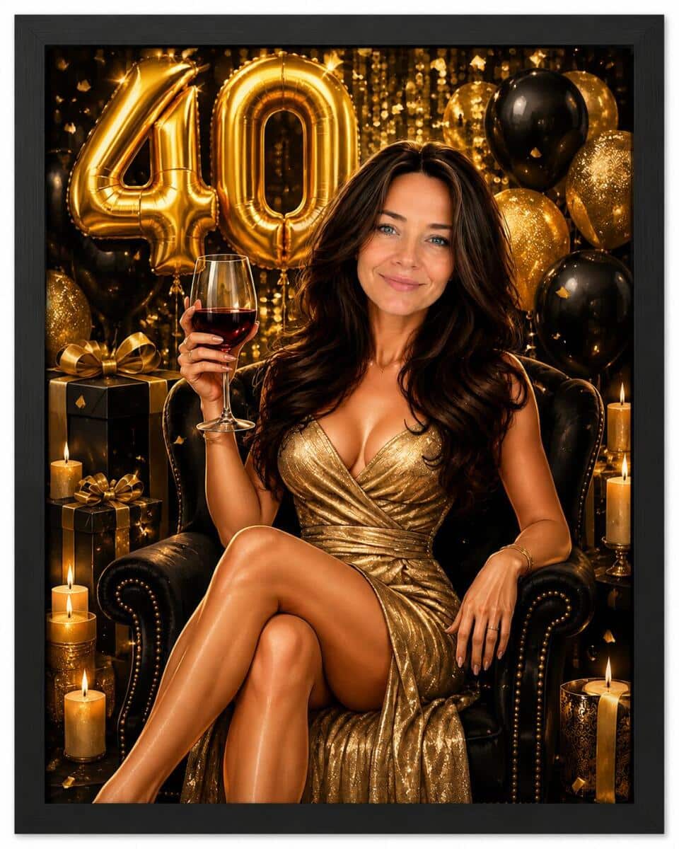 Plakat na 40. Urodziny ze Zdjęcia — Karykatura w Stylu Glamour | Prezent na Czterdziestkę 83077 - zdjęcie 5