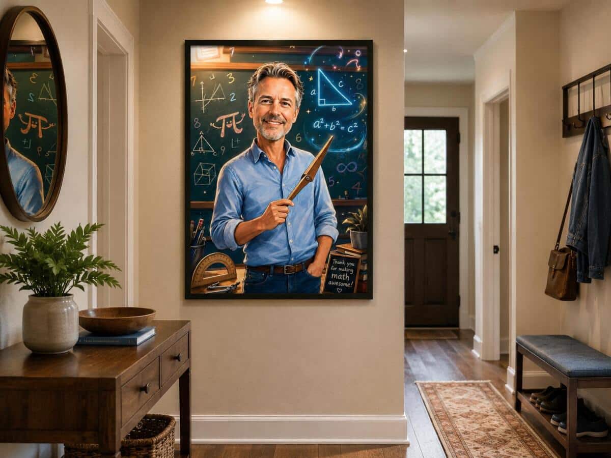 Personalizowany plakat dla nauczyciela matematyki na Dzień Nauczyciela | Portret ze zdjęcia 31476 - zdjęcie 5