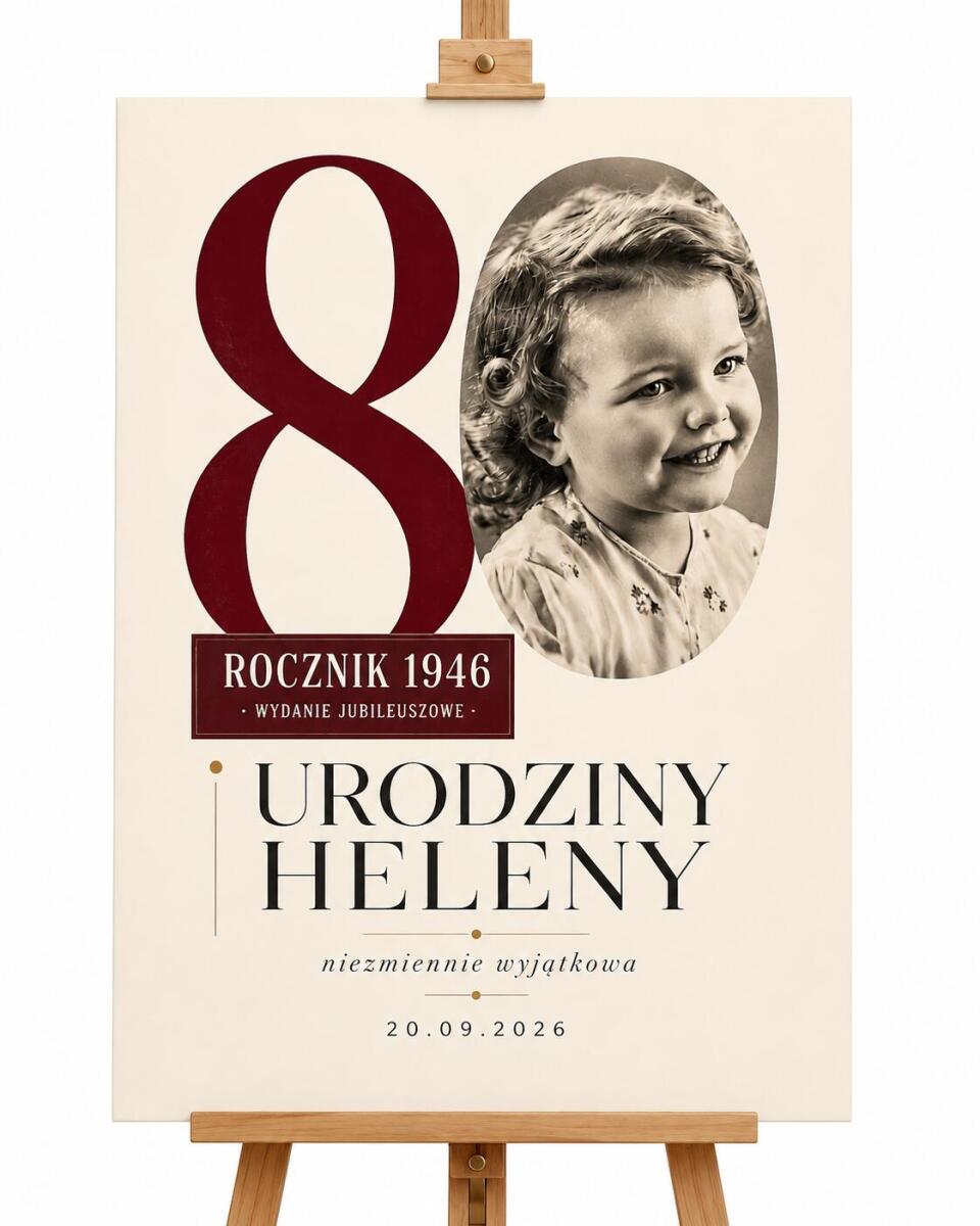 Tablica powitalna na 80 urodziny ze zdjęciem z dzieciństwa | Plakat dla Kobiety na osiemdziesiątkę 39043